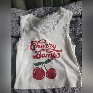 Cherry Bomb Tank Top with Lace Trim